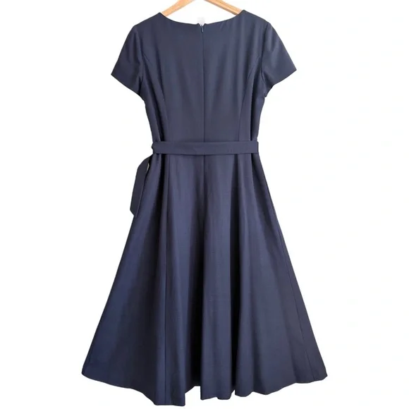 BROOKS BROTHERS Loro Piana Preppy Business Casual Classic Belted Midi Dress 12 - Picture 6 of 11